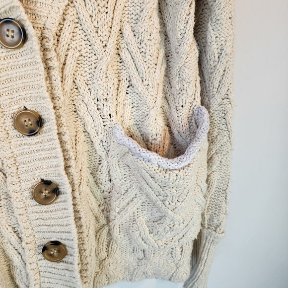Free People Montana Cream Cardigan Oversized Boho size XS - Picture 4 of 14